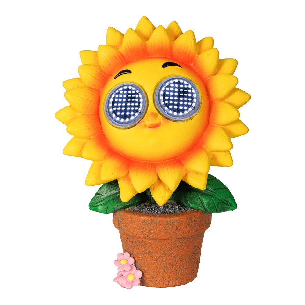 FIGURA SOLAR GIRASOL AMARILLO; 15,5 x 10,5 x 21,5 cm