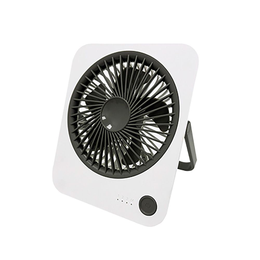 VENTILADOR DE MESA RECARGABLE, 1200 mAh, BLANCO Y NEGRO