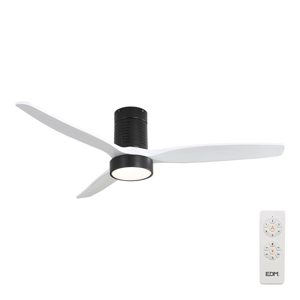 VENTILADOR DE TECHO MODELO KARA CON 3 ASPAS DE MADERA Ø132cm LUZ LED 3000/4000/6000K, 3CCT, POTENCIA: 30 W , COLOR BLANCO