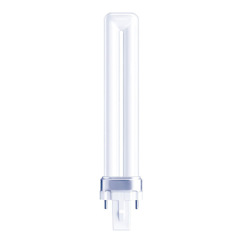 BOMBILLA BAJO CONSUMO G23 2-PINS 09 W 600 lm PL-S 6500 K LUZ FRIA 165 x 24,5 mm. CLASE ENERGÉTICA  A+