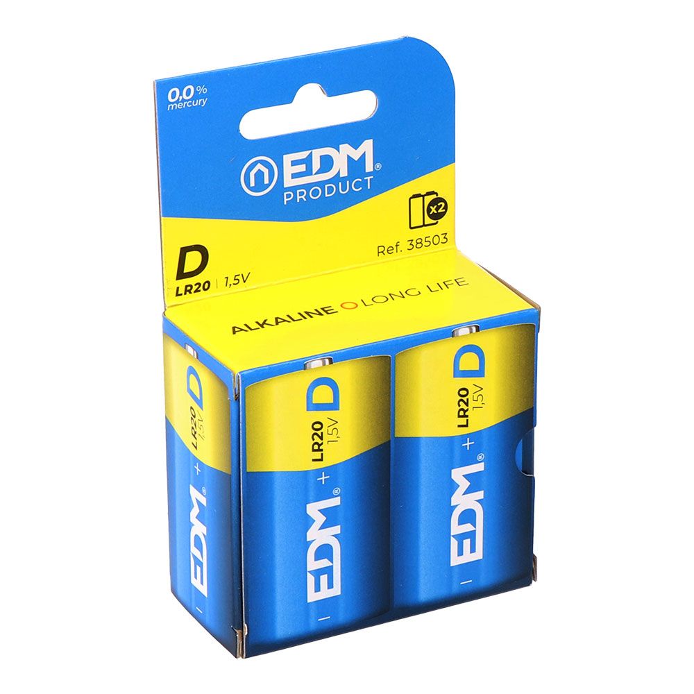 PILA ALKALINA POWER LIFE D - LR20 1,5V (BLISTER 2 uds) Ø34,2 x 61,5 mm
