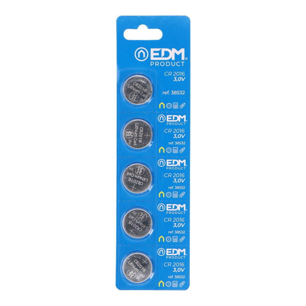 MICRO PILA DE BOTÓN LITIO MAX-PRO CR2016 3 V Ø20,0 x 1,6 mm BLISTER 5 uds