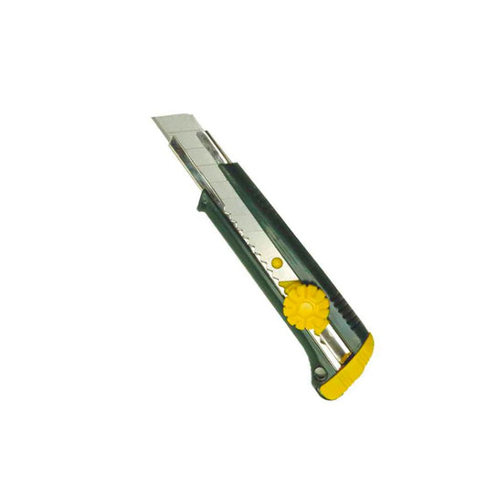 CÚTER DE PLASTICO, TRABA A RUEDA, HOJA DE 18 mm