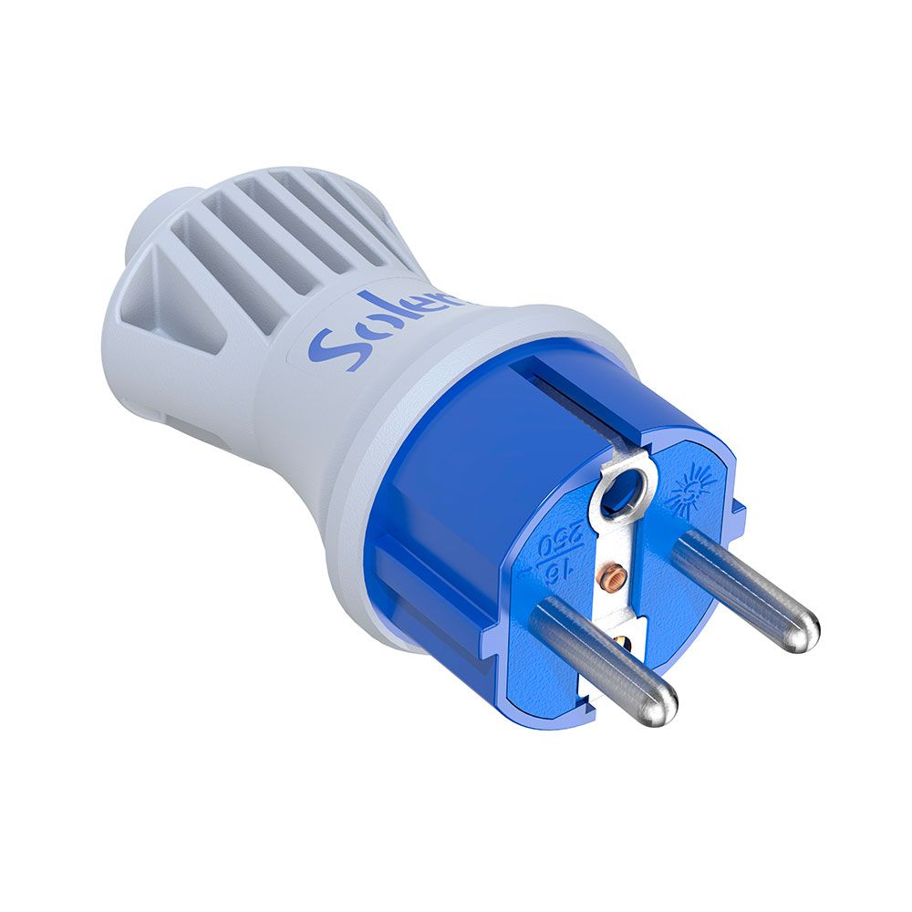 CLAVIJA BIPOLAR 16A 250V .ESPIGAS DE Ø 4,8mm.MATERIAL BLANCO. IP44. SUJETACABLES ABATIBLE  5706CKB SOLERA