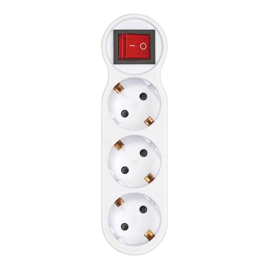 ADAPTADOR 3 TOMAS SCHUKO FRONTAL CON INTERRUPTOR, 16 A 250 V~, BLANCO