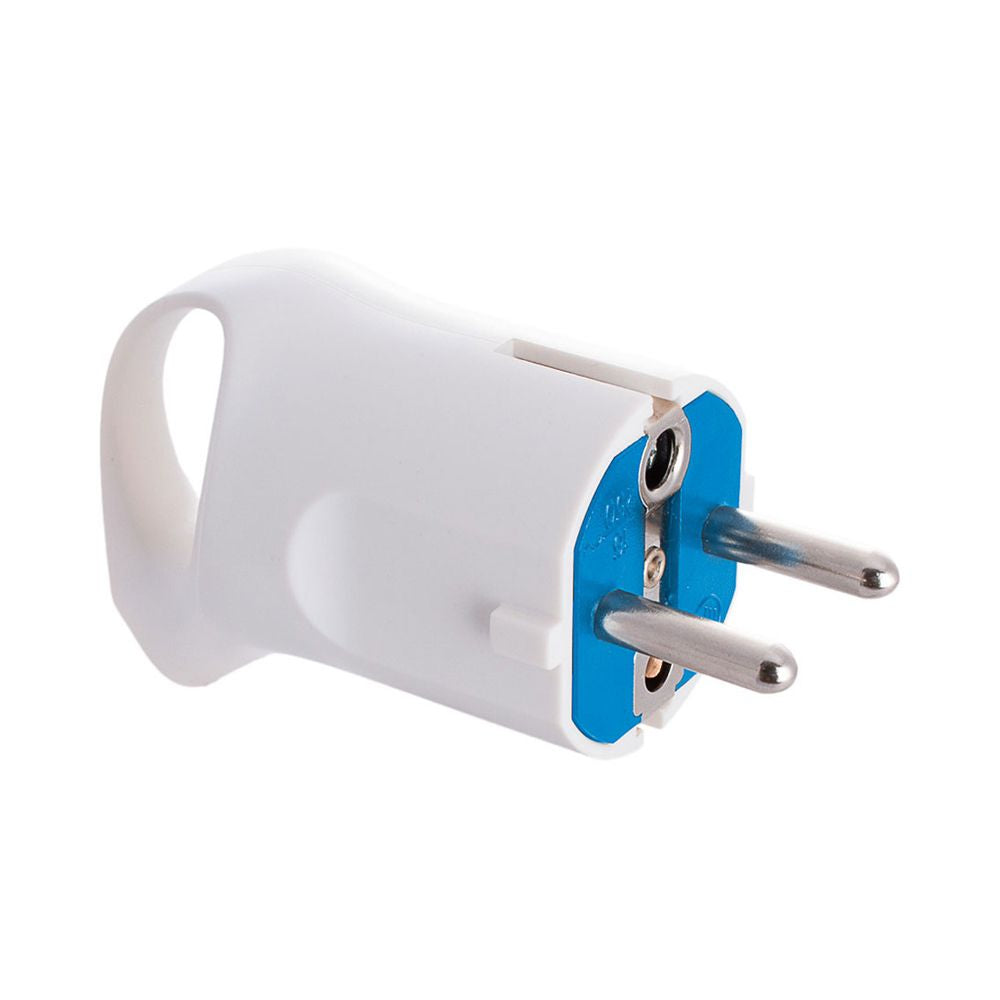 CLAVIJA TIPO F 4,8mm 16A 250V T/TL BLANCA. CON ANILLA PARA FÁCIL EXTRACCIÓN. SOLERA 6566A.