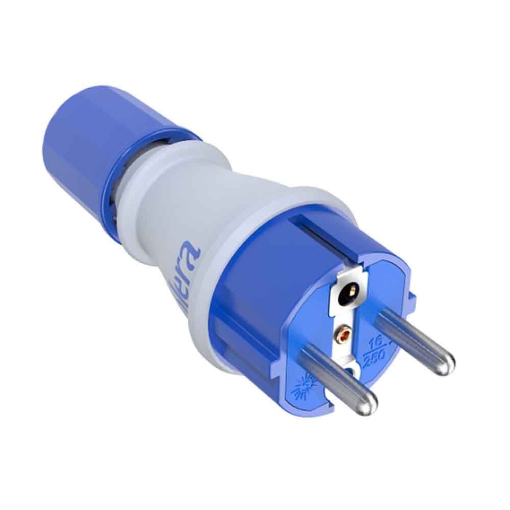 CLAVIJA 2P+T, 16A,250V ESPIGAS  DE Ø4,8mm. MATERIAL  ELASTÓMERO TERMOPLÁSTICO BLANCO 706TKB SOLERA