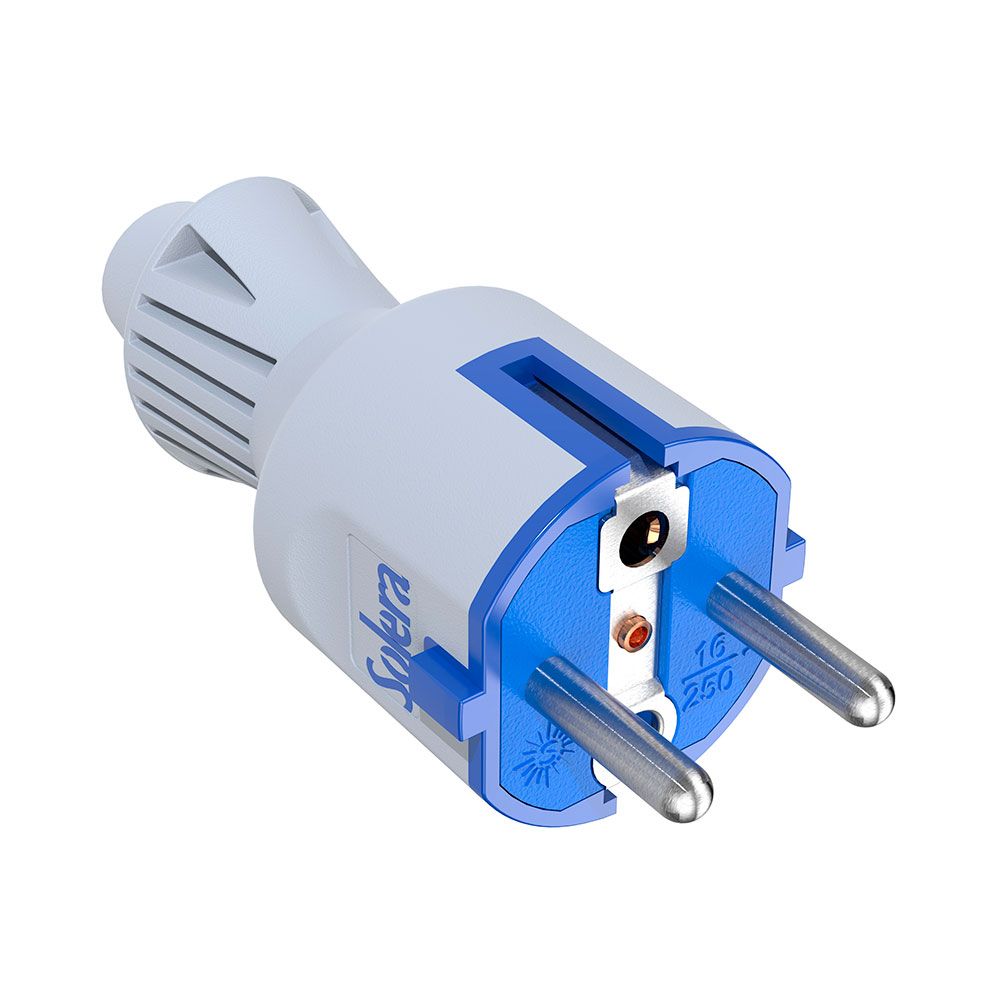 CLAVIJA 2P+T, 16A 250V ELASTÓMERO BLANCO.  706CKB SOLERA