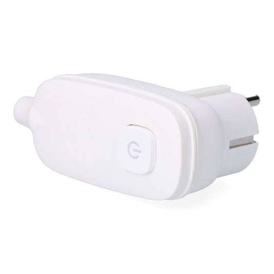 CLAVIJA CON T/T (SCHUKO) + INTERRUPTOR LUMINOSO 16 A 250 V, BLANCA, 95 x 40 x 70 mm (RETRACTILADO)