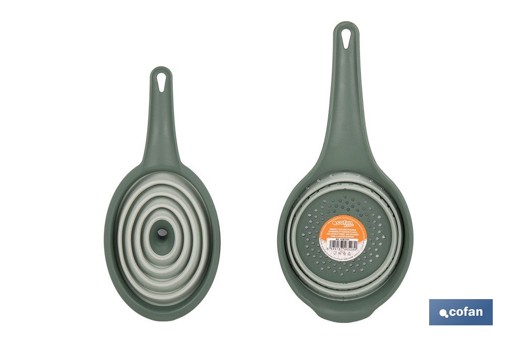 PACK DE EMBUDO Y COLADOR PLEGABLE VERDES