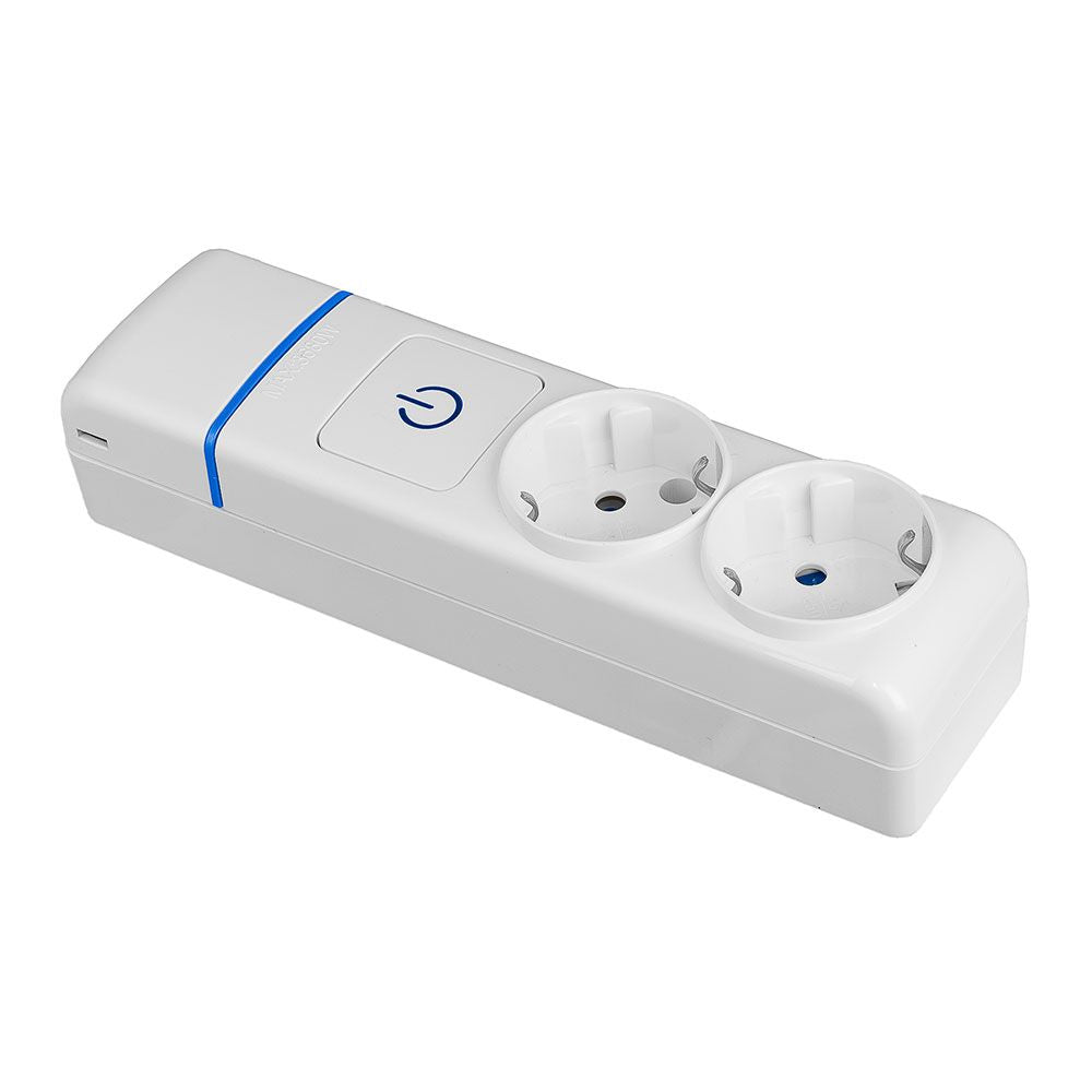 BASE MÚLTIPLE DE 2 TOMAS 2P+T, 16 A 250 V CON INTERRUPTOR LUMINOSO.