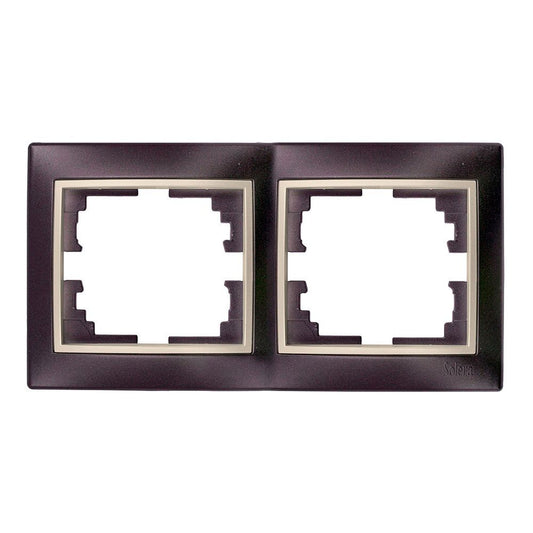 MARCO PARA 2 ELEMENTOS HORIZONTAL MARCO NEGRO Y ARO PERLA 154x81x10mm SERIE EUROPA SOLERA ERP72NU