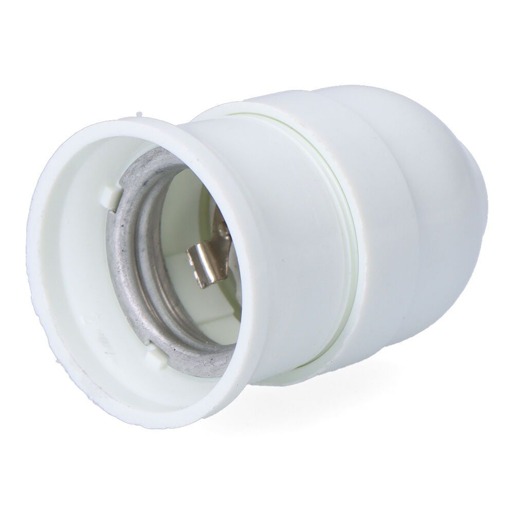 PORTALÁMPARAS BAQUELITA INTERIOR CERÁMICO E27, 4 A 230 V, BLANCO, Ø43 x 60 mm (RETRACTILADO)