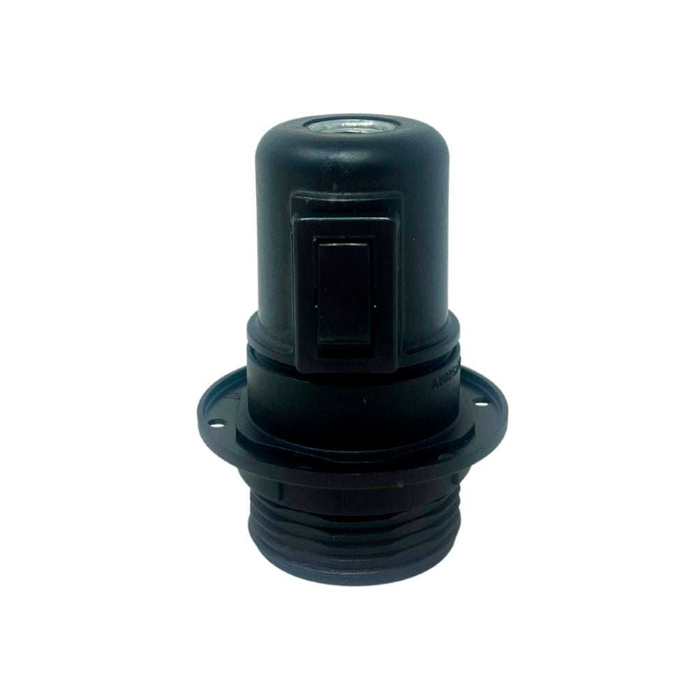 PORTALÁMPARAS E27 CON INTERRUPTOR SEMIRROSCADO CON ARANDELA 2 A 250 V NEGRO