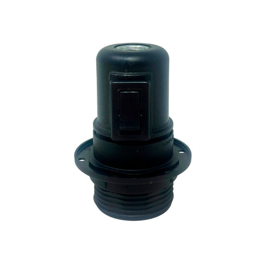 PORTALÁMPARAS E27 CON INTERRUPTOR SEMIRROSCADO CON ARANDELA 2 A 250 V NEGRO