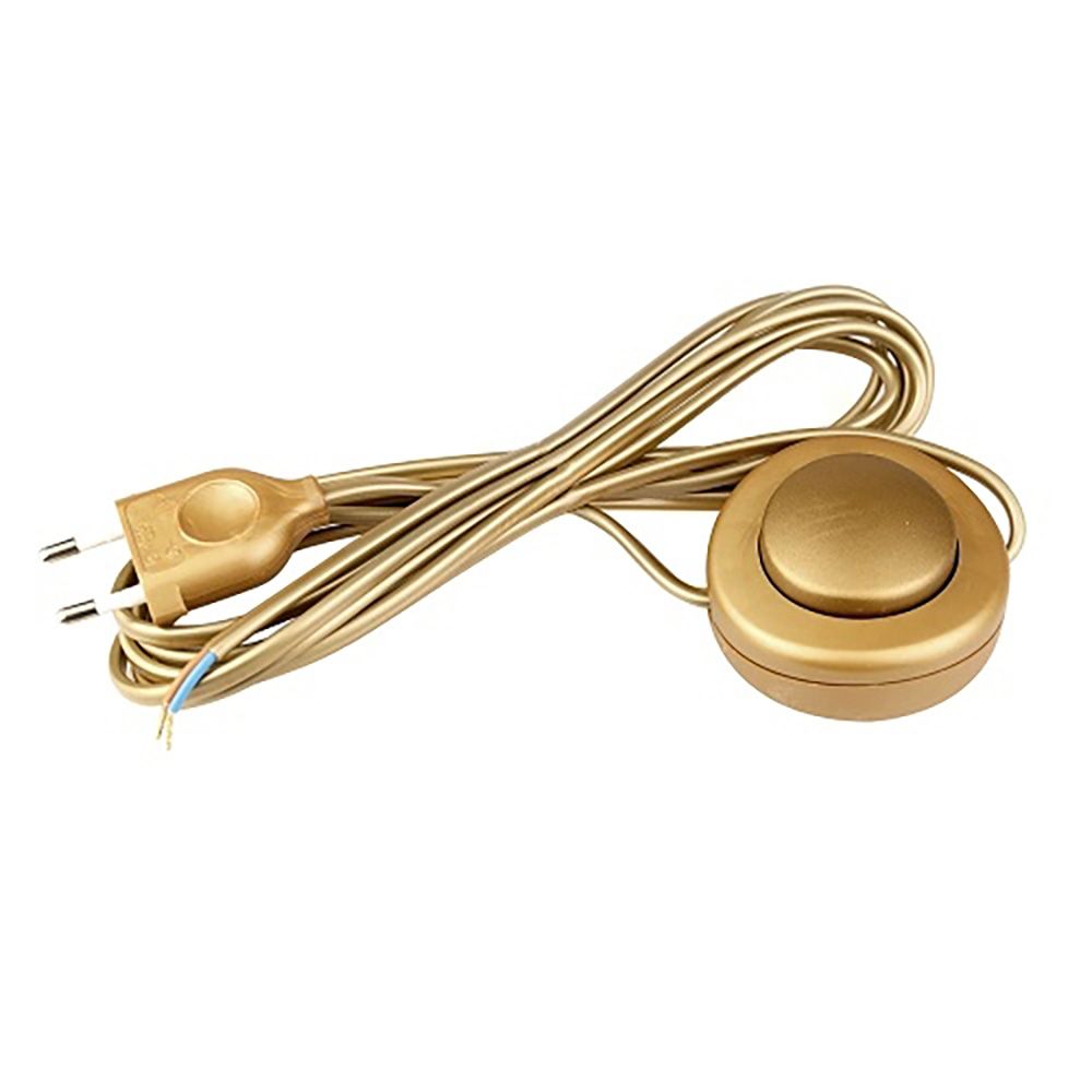 INTERRUPTOR ELÉCTRICO DE PIE CON CABLE, 2,5 A 250 V, 3 m, ORO