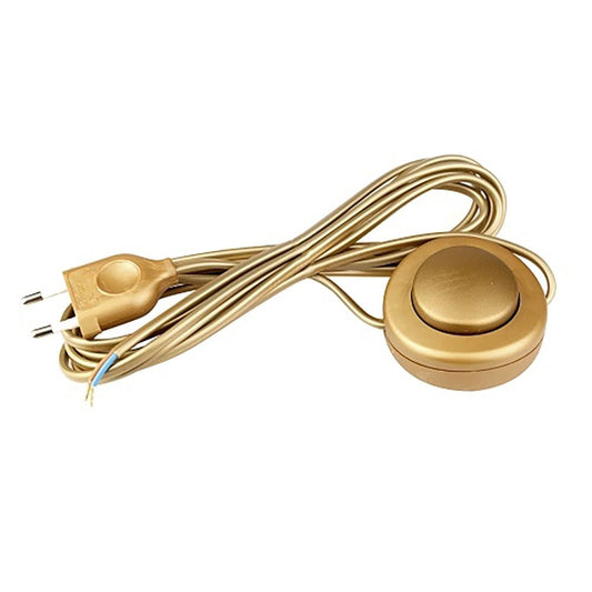INTERRUPTOR ELÉCTRICO DE PIE CON CABLE, 2,5 A 250 V, 3 m, ORO
