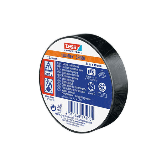 CINTA AISLANTE HOMOLOGADA NEGRA 19 mm x 20 m