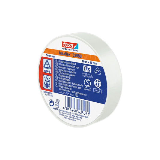 CINTA AISLANTE HOMOLOGADA BLANCA 19 mm x 20 m