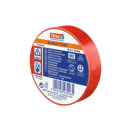 CINTA AISLANTE HOMOLOGADA ROJA 19 mm x 20 m