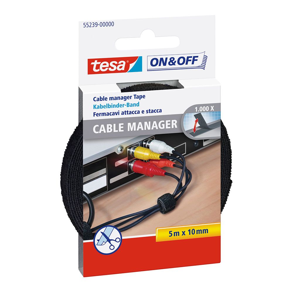 ORGANIZADOR DE CABLES CINTA DE CIERRE NEGRO 10 mm x  5 m