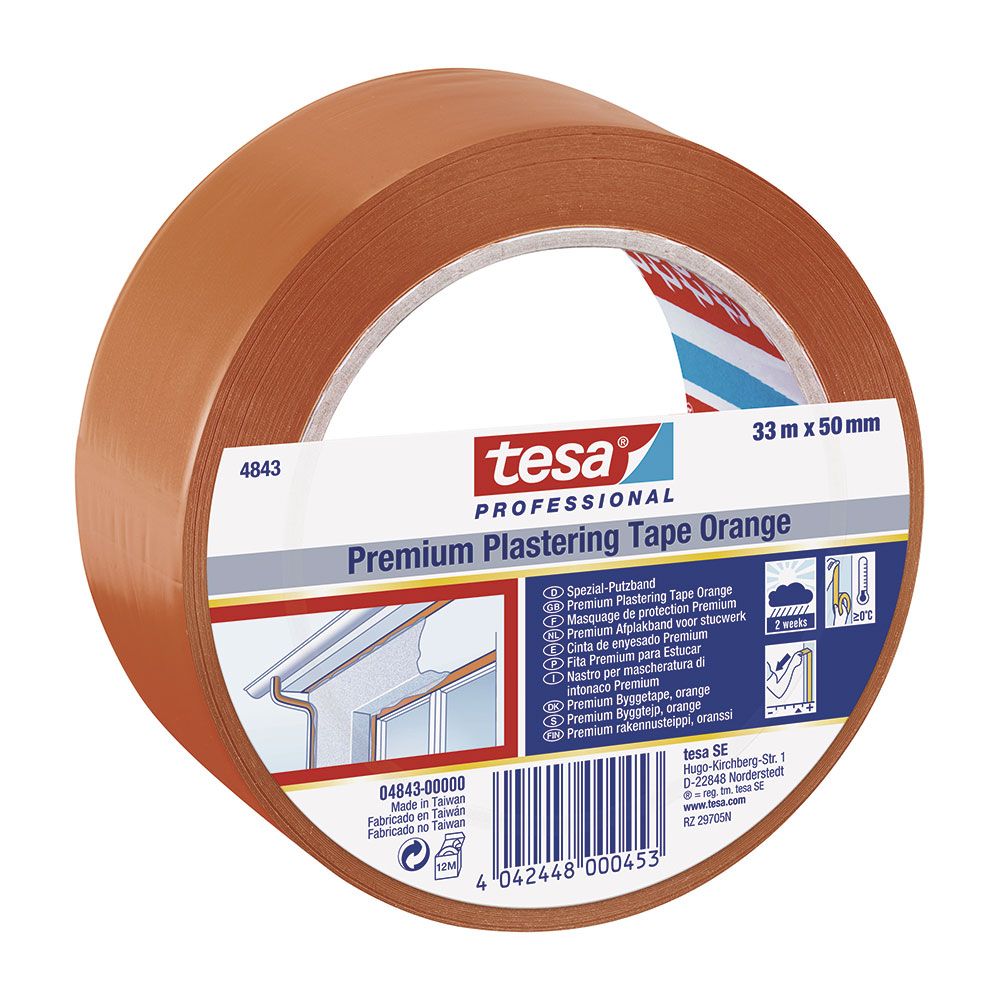 CINTA DE REVOCO PREMIUM NARANJA 50 mm x 33 m
