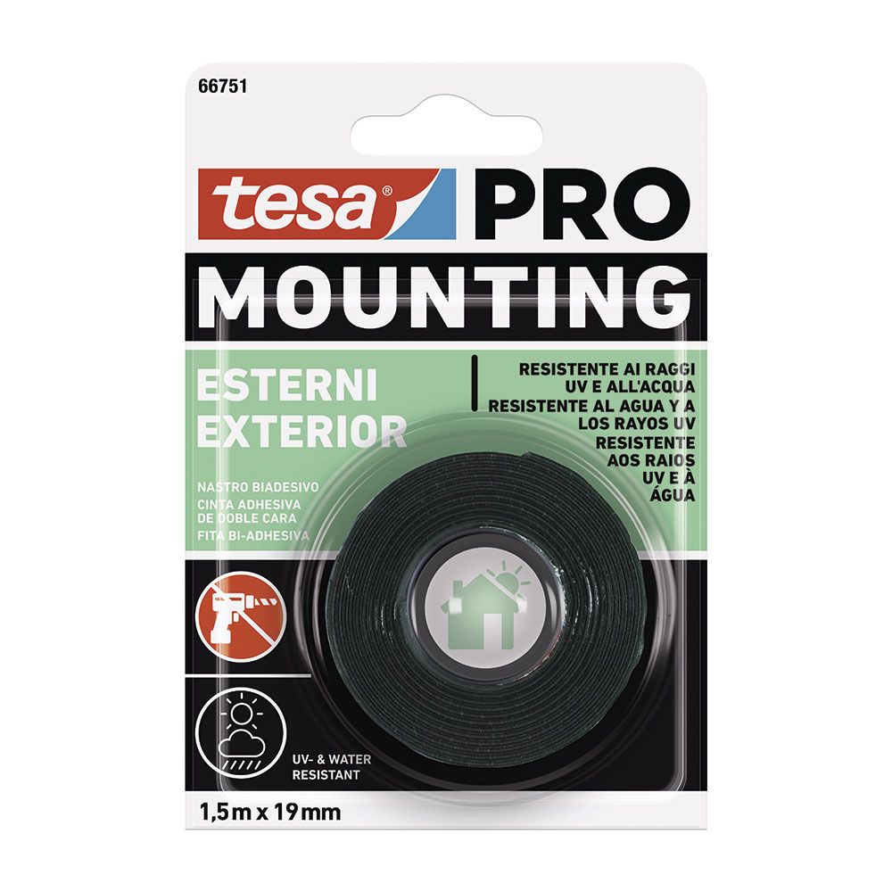 CINTA DOBLE CARA MOUNTING PRO EXTERIOR 19 mm x 1,5 m