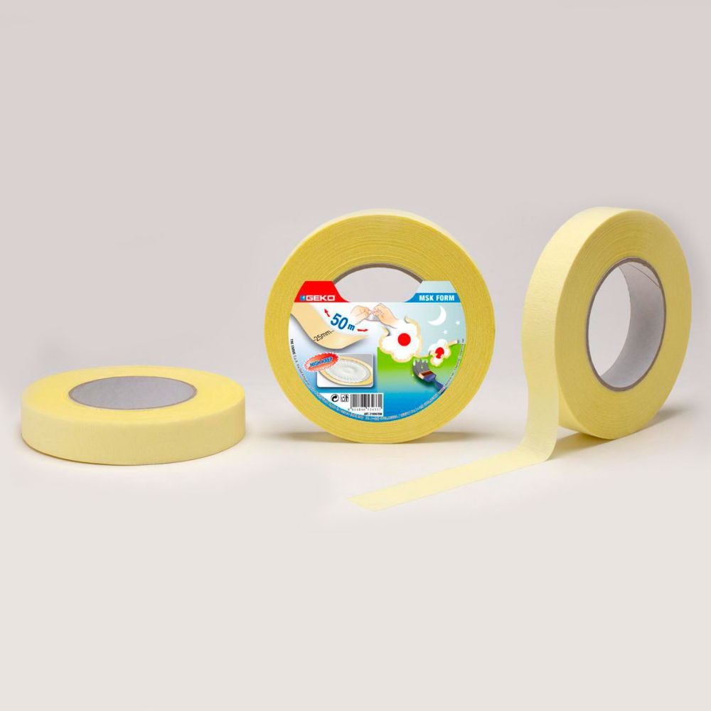 CINTA MASKING "KREEP" PARA PINTAR LINEAS CIRCULARES Y CURVAS 25 mm x 50 m