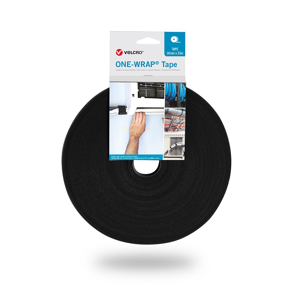 CINTA ONE-WRAP, 20 mm x 25 m, NEGRA