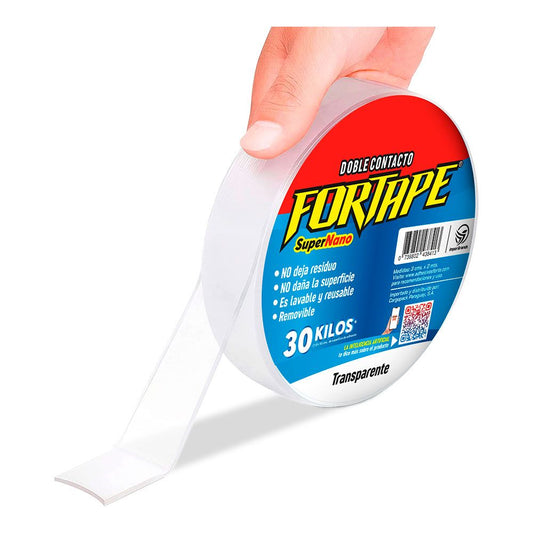 CINTA DOBLE CONTACTO SUPER NANO TRANSPARENTE 30 mm x 3 m
