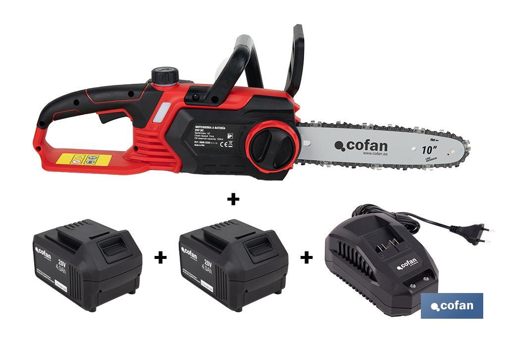 CONJUNTO MOTOSIERRA A BATERÍA 20 V + BATERÍA ADICIONAL 20 V 4.0 Ah