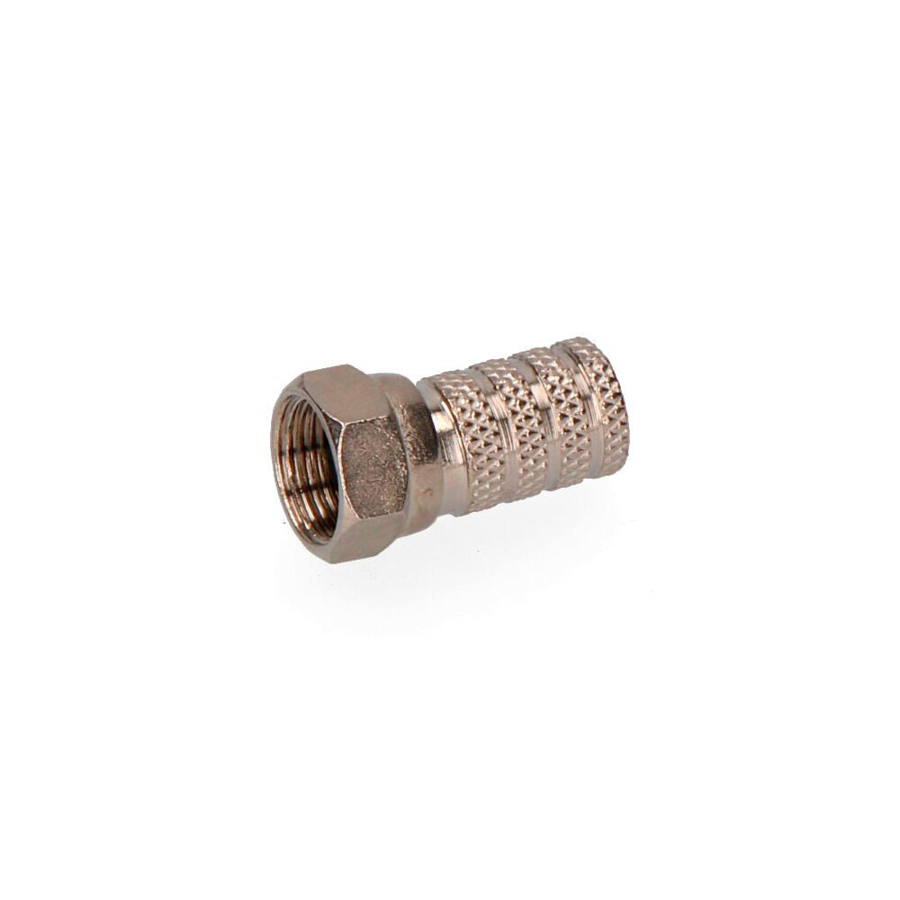CONECTOR "F" MACHO PARABÓLICA METÁLICO RETRACTILADO