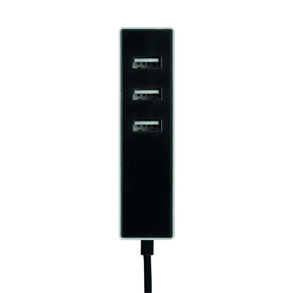 ADAPTADOR 3 CONECTORES USB A CON FIJACIÓN 1,5 m NEGRO