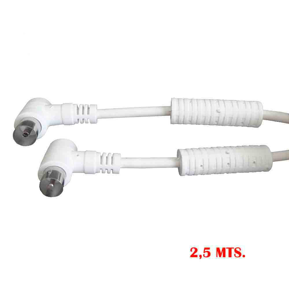 PROLONGACION TV-VIDEO ACODADA CON FILTRO 9,5mm - 2,5m BLANCO