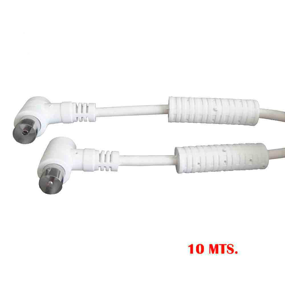 PROLONGACION TV-VIDEO ACODADA CON FILTRO 9,5mm 10m ENVASADA BLANCA