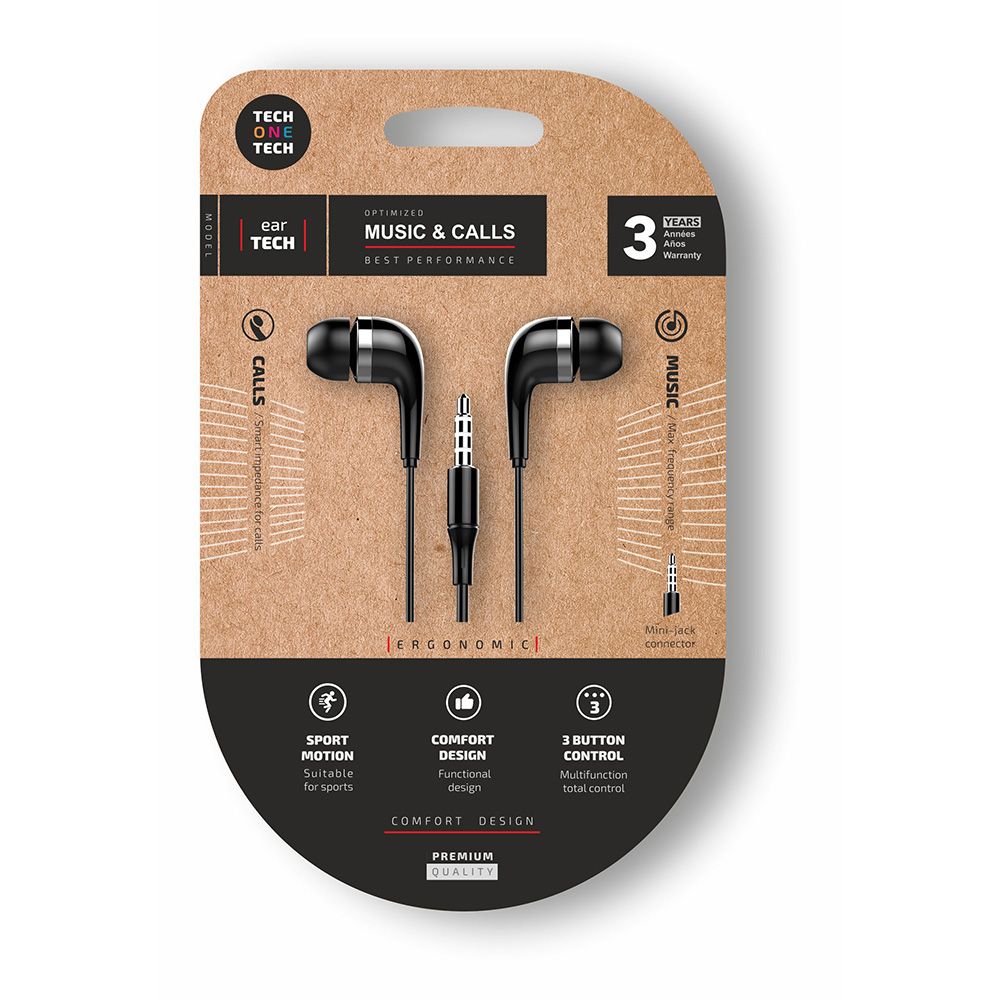 AURICULARES EARTECH CON CONECTOR MINI-JACK NEGROS