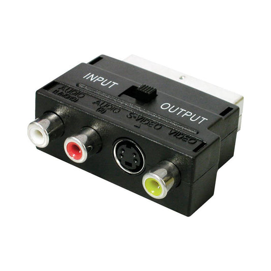 ADAPTADOR EUROCONECTOR ENTRADA/SALIDA A 3 RCA  HEMBRA+SVHS