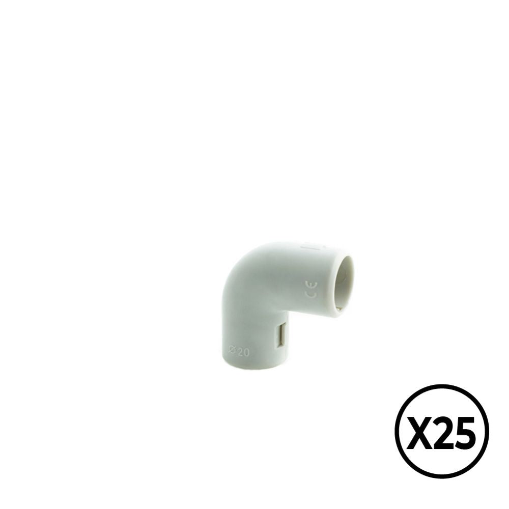CODO INSPECCIONABLE GRIS 90° DE PVC Ø 20 mm, 25 unidades