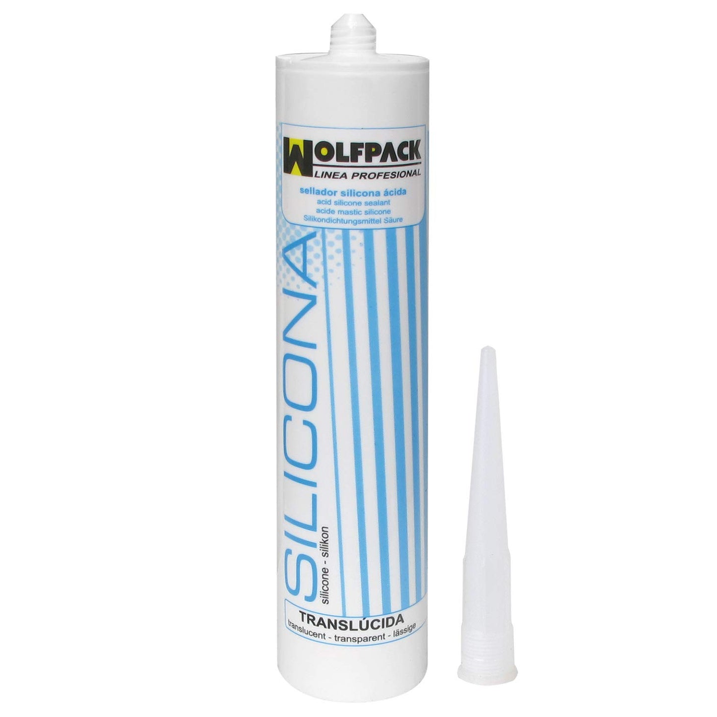 WOLFPACK LINEA PROFESIONAL Sellador Silicona Acida Transparente 280 Ml. Sellante Para Cristalería, Carpintería Metálica, Cocinas Baños, Etc.