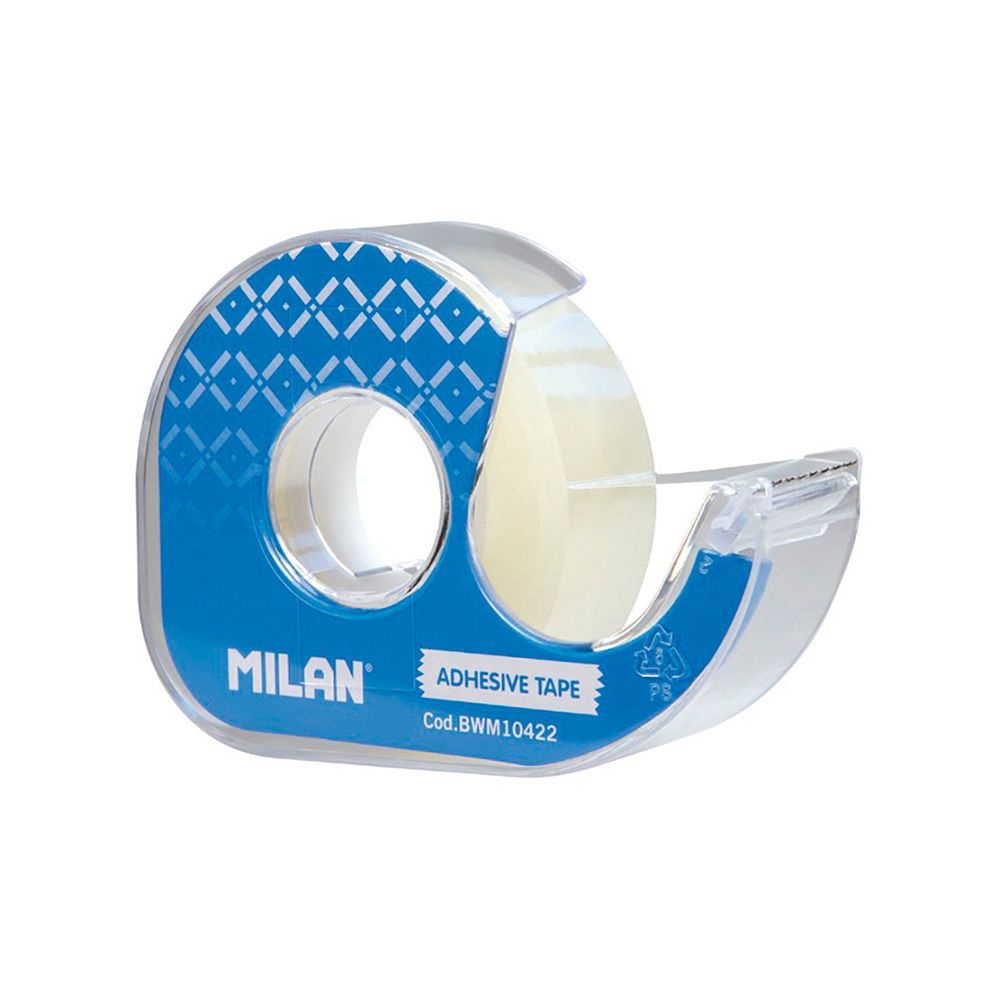 DISPENSADOR AZUL DE CINTA ADHESIVA TRANSPARENTE 19 mm x 33 m