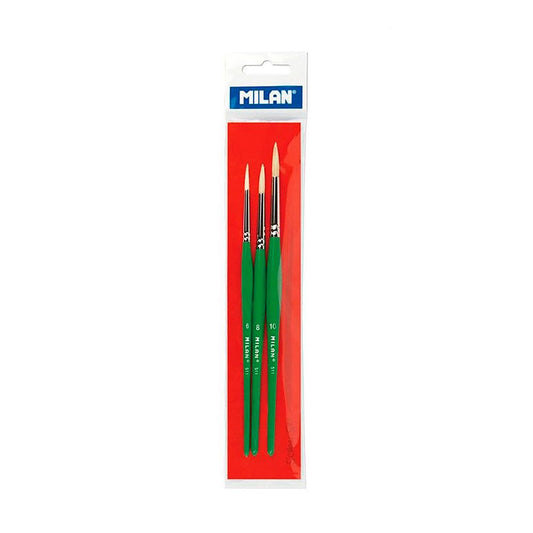 PINCELES ESCOLARES PARA COLA Y TEMPERA SERIE 511 N° 6 , 8 Y 10, BLISTER 3 uds