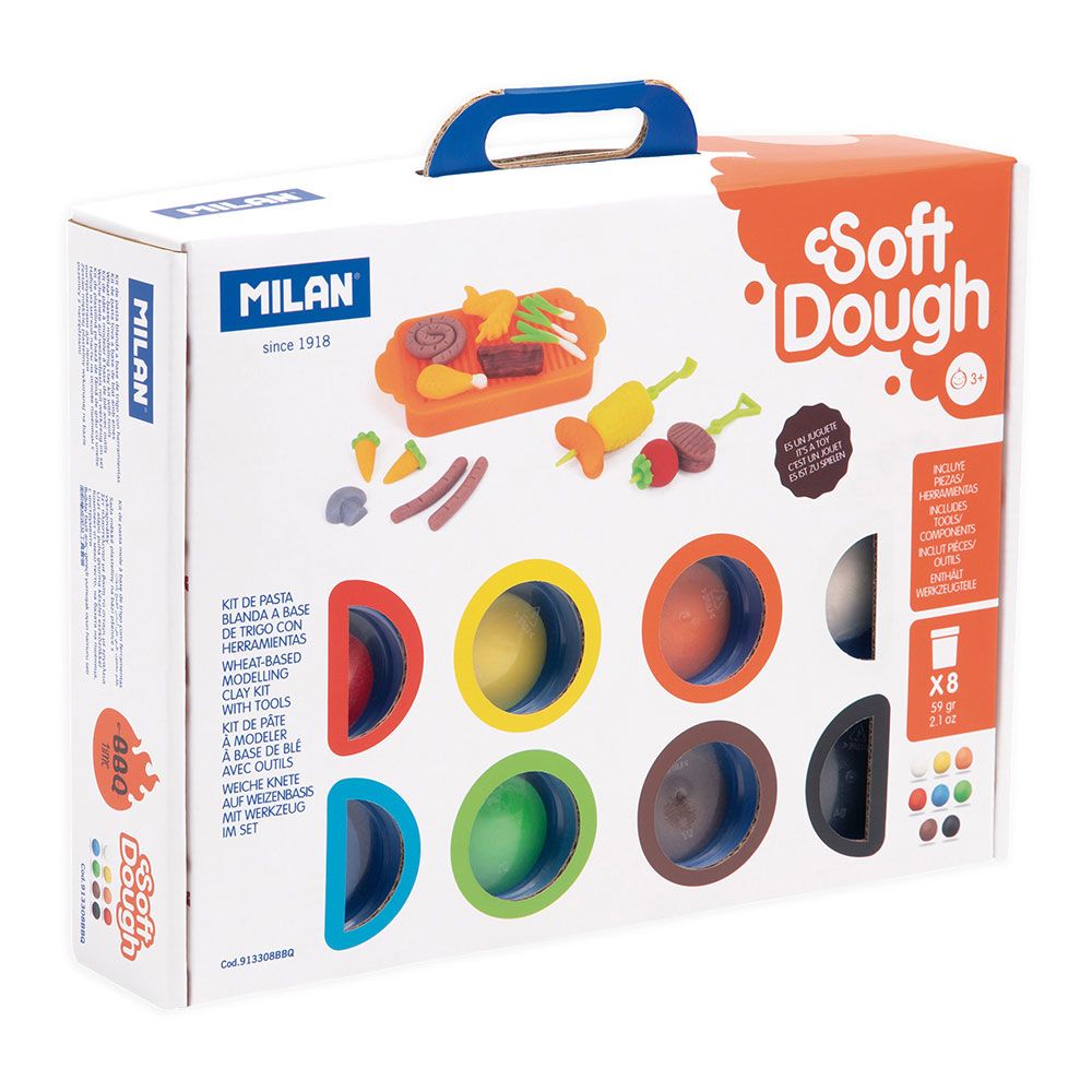 MALETÍN PASTA BLANDA SOFT DOUGH 8 BOTES 59 g CON HERRAMIENTAS DE BARBACOA