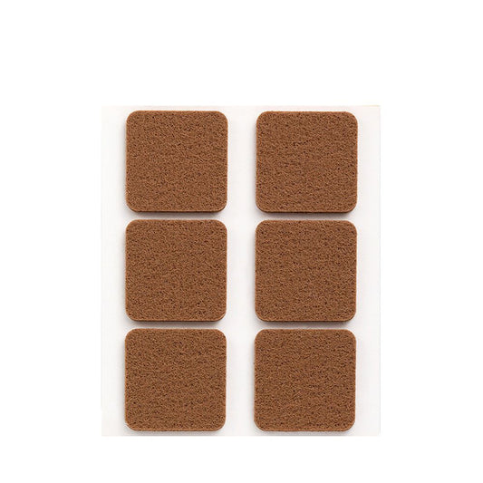 PACK 6 FIELTROS MARRON SINTETICOS ADHESIVOS 31x31mm PLASFIX INOFIX