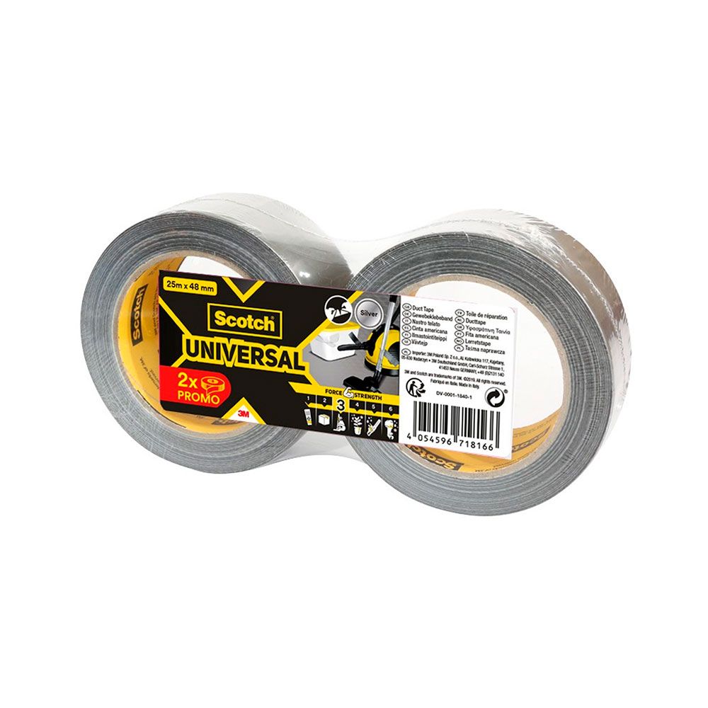 CINTA AMERICANA UNIVERSAL 3; GRIS 48 mm x 25 m, 2 uds