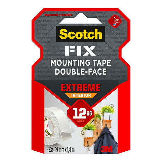 CINTA DOBLE CARA DE MONTAJE EXTREME PARA INTERIORES, MÁX 12 Kg, 19 mm x 1,8 m