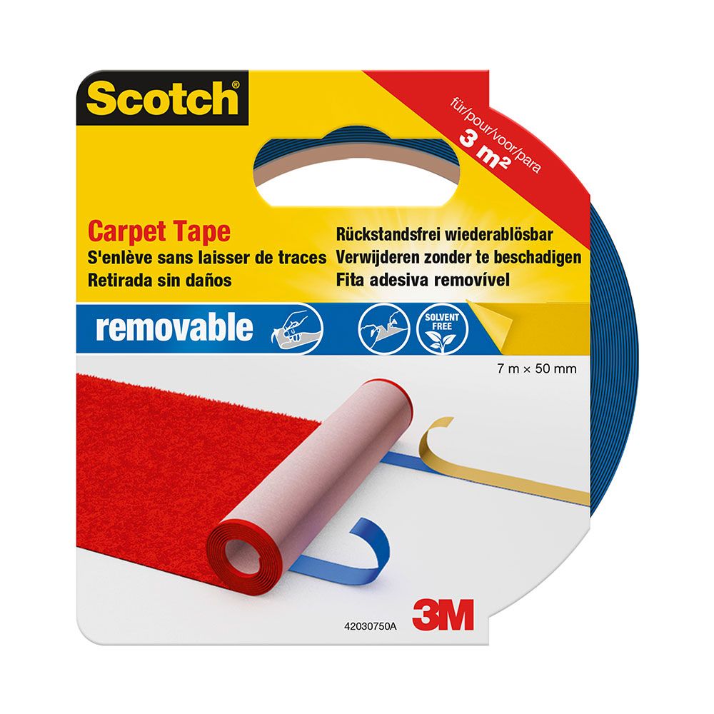 CINTA DOBLE CARA REMOVIBLE PARA ALFOMBRAS 50 mm x 7 m