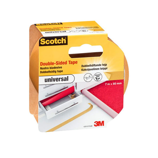 CINTA DOBLE CARA UNIVERSAL BLANCA 50 mm x 7 m