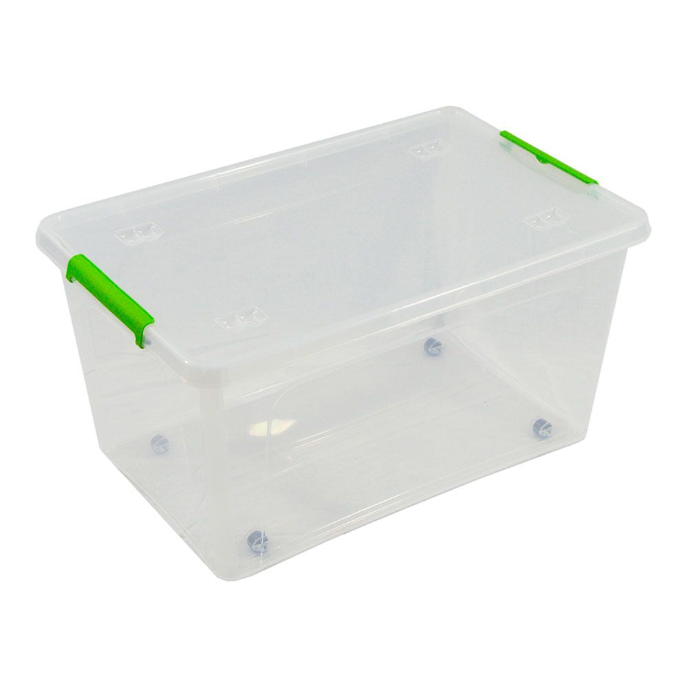 CAJA TRANSPARENTE MULTIUSOS CON RUEDAS 44 l; 58,5 x 39 x 30 cm