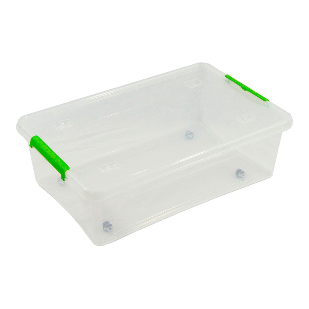 CAJA TRANSPARENTE MULTIUSOS CON RUEDAS 29 l; 58,5 x 39 x 17 cm