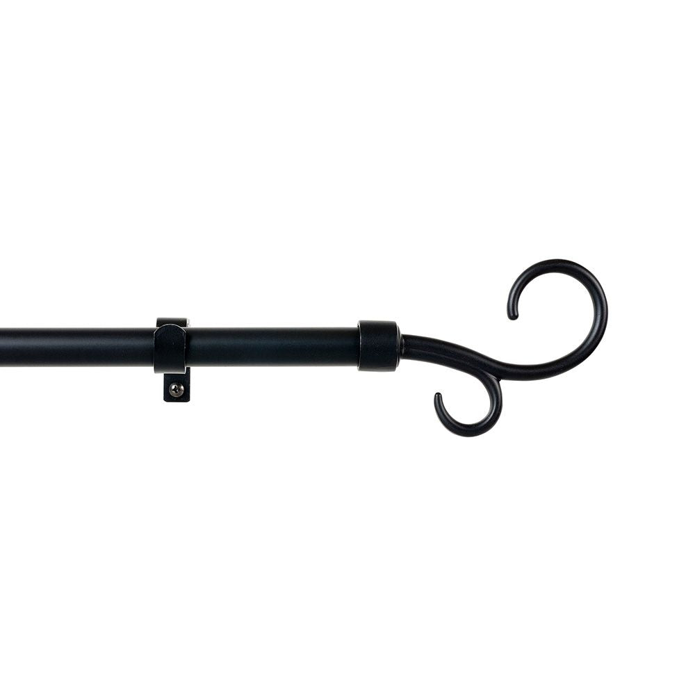 KIT BARRA CORTINA BÁCULO NEGRO EXTENSIBLE DE 160 - 300 cm